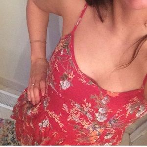 Red floral sun dress ❤️🌻